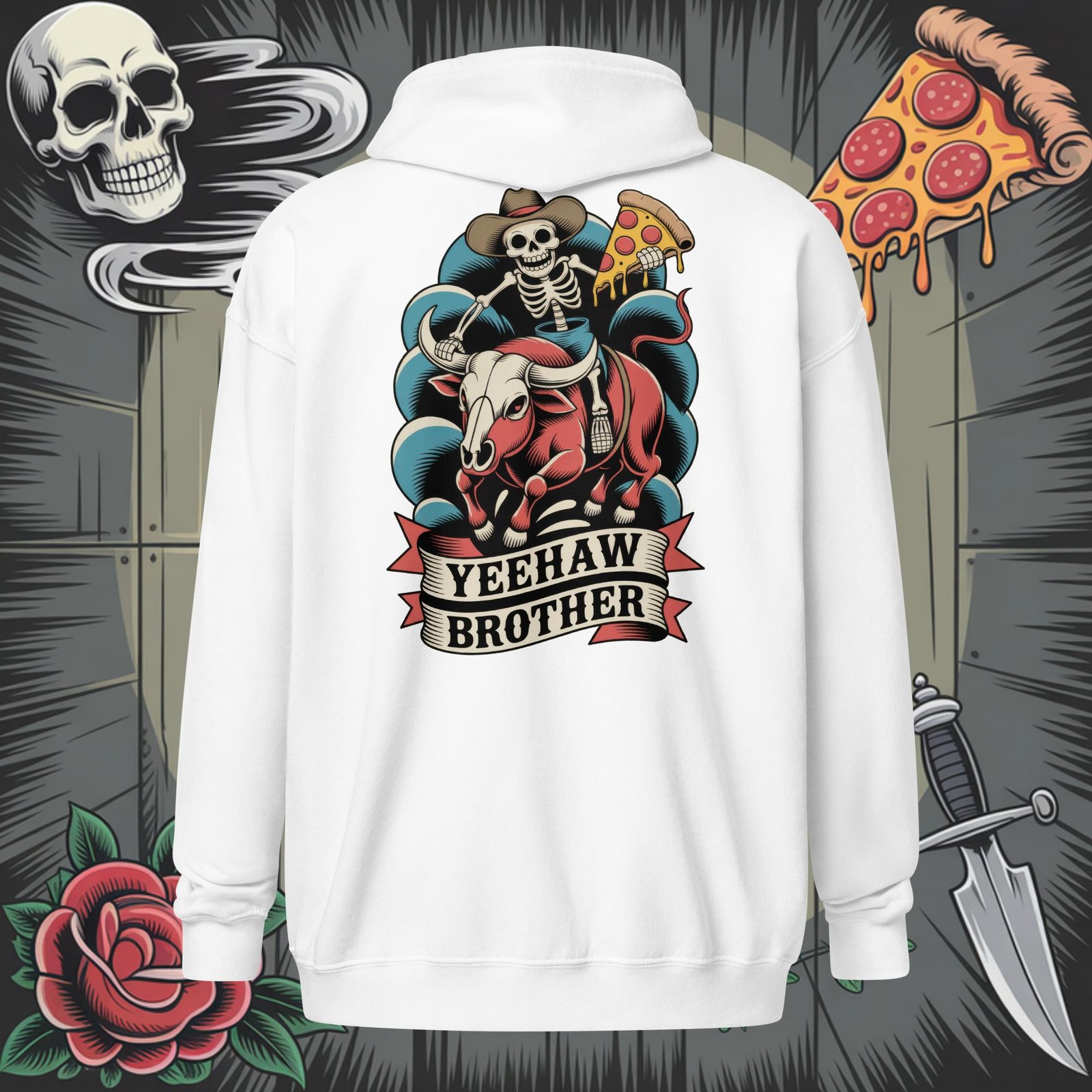 Yeehaw Zip Hoodie | Skeleton Pizza Supply Co.